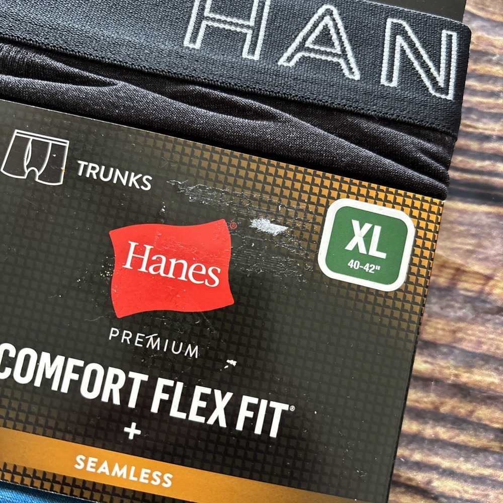 Hanes Premium Men's Comfort Flex Fit + Seamless Trunks 2-Pack TealBlue/Black, XL - Picture 2 of 3
